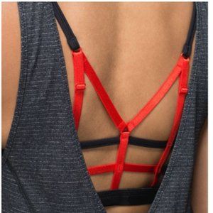 lululemon RARE Seek the Heat Cage Bra - Inky Floral Soot/Red- 12